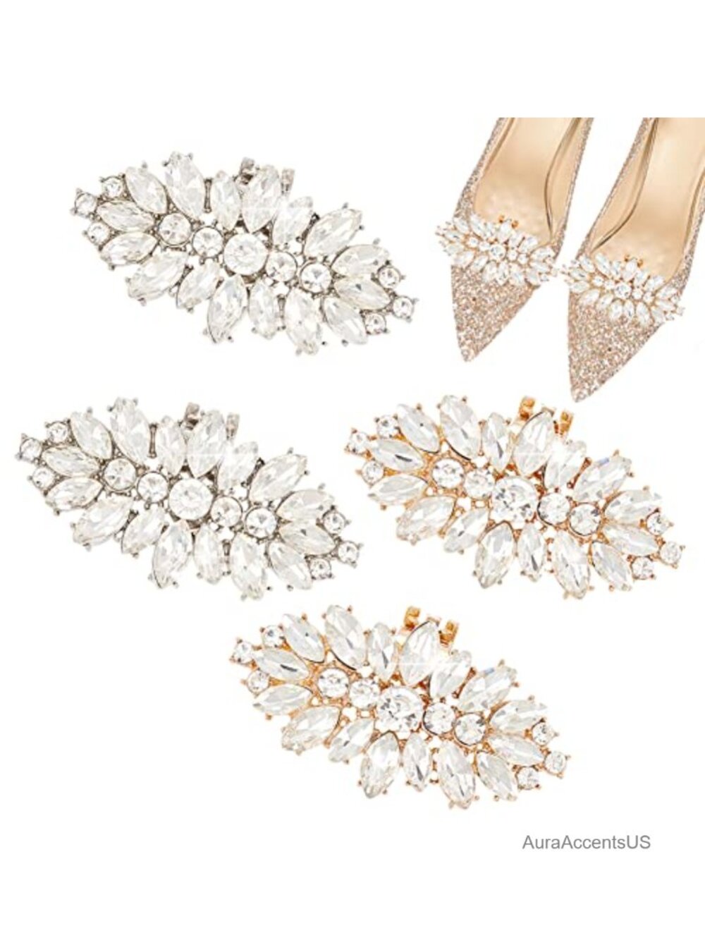 Rhinestone Shoe Buckle Clips Metal Wedding Shoe Decoration Charms